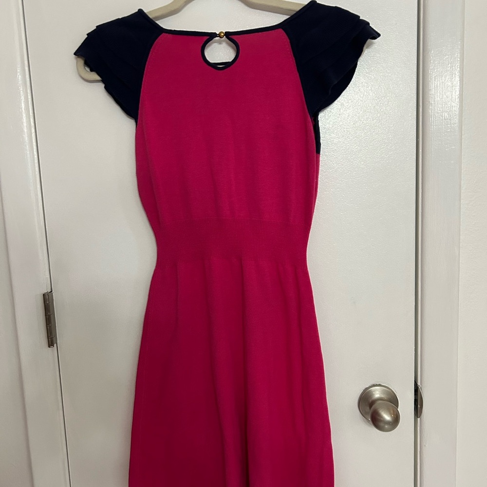 Lilly Pulitzer Kariana Sweater Dress Pink Navy Short Sleeve Size Small - Picture 7 of 10